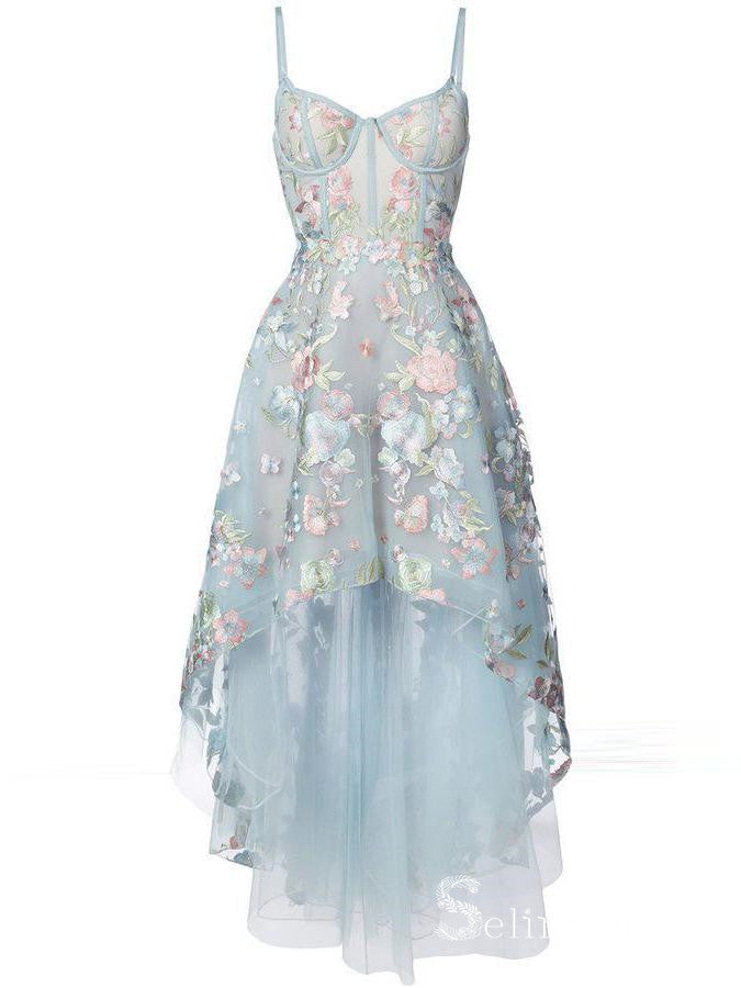 Sexy A Line Spaghetti Straps Light Sky Blue Satin Evening Dress Prom Dresses Birthday Outfits BD2483 main image 0