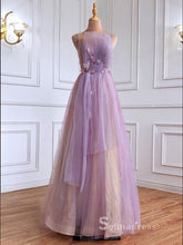 A-line Spaghetti Straps Long Prom Dress Unique Sparkly Evening Dresses GKF032|Selinadress