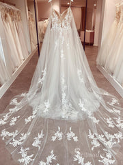 A-line Spaghetti Straps Rustic Embroidery Lace Wedding Dresses Country Bridal Gowns MSL2814|Selinadress