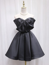 A-line Strapless Black Cute Homecoming Dress Big Bow Short Prom Dresses EDS025|Selinadress