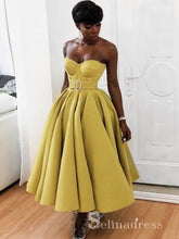 A-line Strapless Short Prom Dress Satin Formal Gowns #CBD252|Selinadress