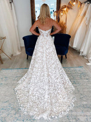 A-line Sweetheart Applique Lace Wedding Dresses Rustic Wedding Gown Bridal Dress jkw237|Selinadress