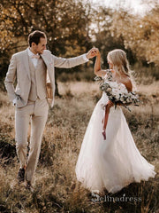 A-line Sweetheart Lace Rustic Wedding Dresses Cheap Bridal Gowns MHL2829|Selinadress