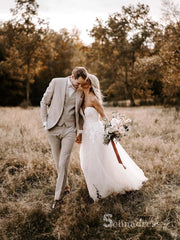 A-line Sweetheart Lace Rustic Wedding Dresses Cheap Bridal Gowns MHL2829|Selinadress