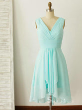 A-line V neck Knee Length Cheap Bridesmaid Dress Mint Green Bridesmaid Dresses BRD008|Selinadress