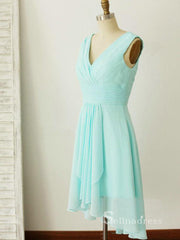 A-line V neck Knee Length Cheap Bridesmaid Dress Mint Green Bridesmaid Dresses BRD008|Selinadress