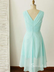 A-line V neck Knee Length Cheap Bridesmaid Dress Mint Green Bridesmaid Dresses BRD008|Selinadress