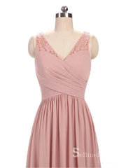 A-line V neck Lace Bridesmaid Dress Cheap Bridesmaid Dresses BRD022|Selinadress