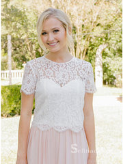 A-line V neck Lace Bridesmaid Dress Cheap Pink Bridesmaid Dresses BRD013|Selinadress