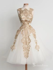 A-line Vintage Homecoming Dress Cheap Applique Short Prom Dress #MHL059|Selinadress
