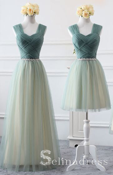 Affordable Green Sage Bridesmaid Dresses Cheap Princess Rhinestone Sash Wedding Party Dresses BRK013|Selinadress
