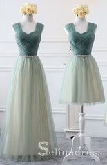 Affordable Green Sage Bridesmaid Dresses Cheap Princess Rhinestone Sash Wedding Party Dresses BRK013|Selinadress