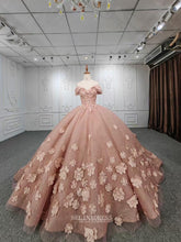 Ball Gown Beaded Floral Rose Pink Long Formal Dress Quincess Evening Dresses MLH06983|Selinadress