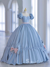 Ball Gown Long Prom Dress Satin A-line Cheap Sweet 16 Evening Gowns POL008|Selinadress