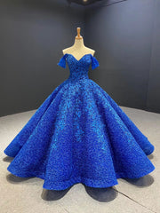 Ball Gown Off-the-shoulder Applique Long Prom Dress Unique Evening Gowns MLH0449