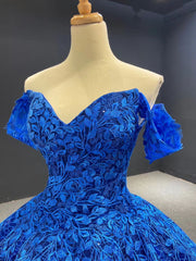 Ball Gown Off-the-shoulder Applique Long Prom Dress Unique Evening Gowns MLH0449