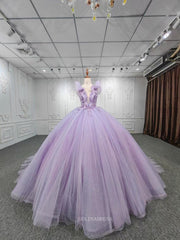 3D Floral Beaded Lace Long Formal Dress Ball Gown Quincess Evening Dresses MLH06984|Selinadress