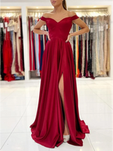 Burgundy Off the Shoulder Chiffon Long Prom Dress Cheap Evening Gowns #POL036|Selinadress