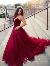 Burgundy Strapless Prom Dress Tulle Elegant Long Prom Dresses/Evening Dress SED106