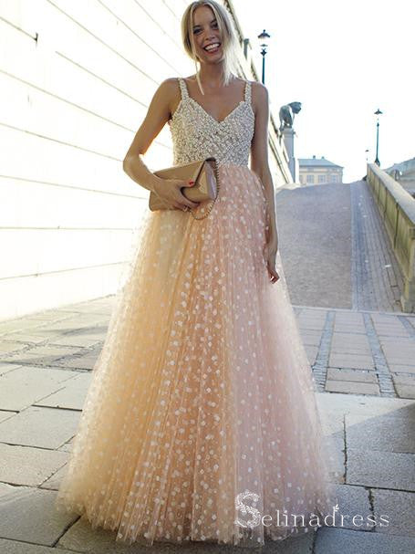 Charming A-line Beaded Long Prom Dress Gorgeous Formal Dress Evening Gowns SED023|Selinadress
