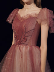 Chic A-line Off Shoulder Long Prom Dresses Tulle Long Formal Gowns Evening Dress OSTY066|Selinadress