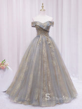 Chic A-line Off-the-shoulder Beaded Prom Dresses Cheap Long Evening Gowns JKR004|Selinadress