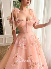 Chic A-line Off-the-shoulder Elegant Long Prom Dress Charming Peach Garden Gown #LOP202|Selinadress