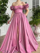 Chic A-line Off-the-shoulder Long Prom Dresses With Floral Cheap Evening Dress MHL185|Selinadress