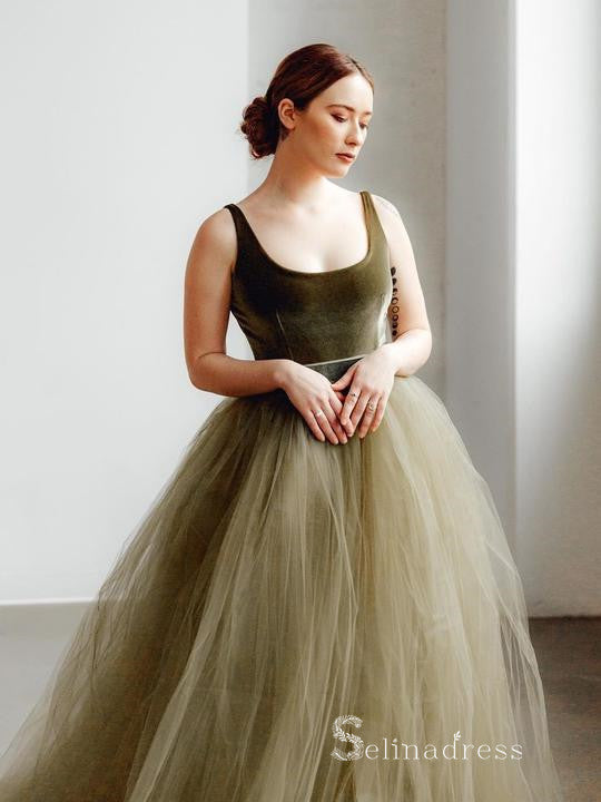 Chic A-line Scoop Long Prom Dresses Elegant Cheap Evening Gowns MHL162|Selinadress