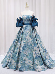 Chic A-line Strapless Monet Oil Painting Vintage Prom Dresses Cheap Long Evening Gowns JKR002|Selinadress