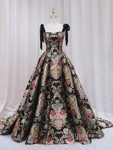 Chic A-line Straps Vintage Black Long Prom Dresses Cheap Evening Gowns JKR006|Selinadress