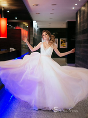 Chic A-line V neck Pink Lace Long Prom Dresses Beaded Evening Gowns MLH0470|Selinadress