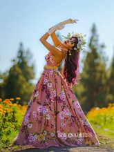 Chic Beautiful A-line Spaghetti Straps Long Prom Dresses Pink Flower Evening Dresses jkw234|Selinadress