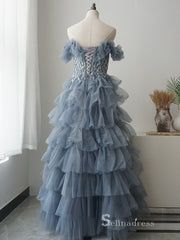 Chic Luxury A-line Long Prom Dresses Off-the-shoulder Beaded Evening Dresses MLH0481|Selinadress