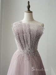 Chic Luxury A-line Strapless Long Prom Dresses Beautiful Evening Dresses MLH0482|Selinadress