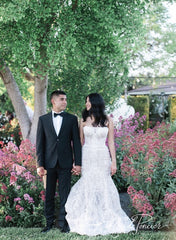 Chic Mermaid Bateau Long Sleeve Rustic Lace Wedding Dress Hoho Bridal Gowns MLS007|Selinadress