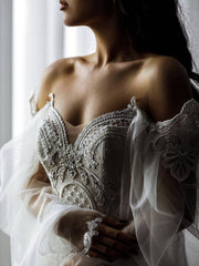 Chic Mermaid Long Sleeve Vintage Rustic Lace Wedding Dress Bridal Gowns MLS005|Selinadress