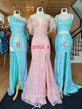 Chic Mermaid Off-the-shoulder Pink Lace Long Prom Dress Feather Elegant Evening Dress #lop247|Selinadress