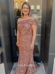 Chic Mermaid One Shoulder Elegant Long Prom Dress Sequins Formal Gown Evening Dress #LOP212|Selinadress