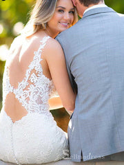 Chic Mermaid Straps Lace Wedding Dresses Modest Bridal Gowns CBD413|Selinadress