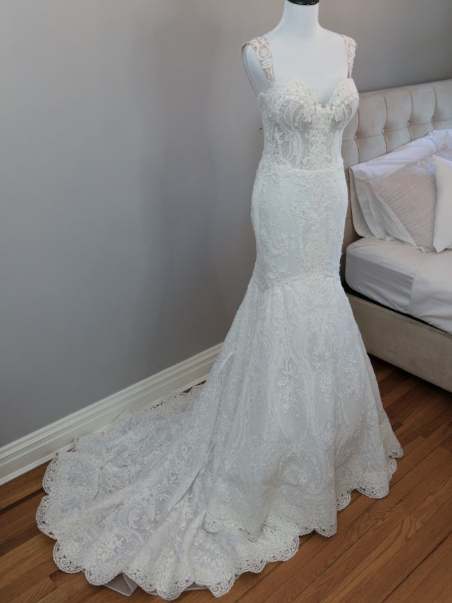 Chic Mermaid Straps Rustic Lace Wedding Gowns Boho Wedding Gowns MLS001|Selinadress