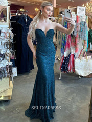 Chic Mermaid Sweetheart Elegant Lace Prom Dress Backless Cheap Formal Gown Evening Dress #LOP210|Selinadress