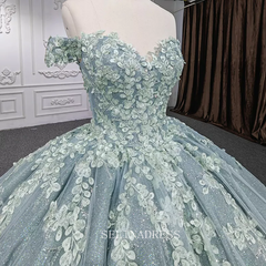 Chic Off The Shoulder Embroidery Applique Ball Gown Evening Dress For Women DY9953|Selinadress