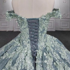 Chic Off The Shoulder Embroidery Applique Ball Gown Evening Dress For Women DY9953|Selinadress