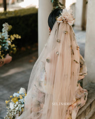 Chic Off-the-shoulder Sweetheart Rustic Floral Wedding Dresses For Bridal JKP013|Selinadress