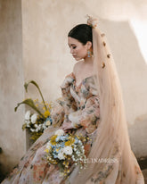 1T Tulle With Flower Cathedral Length Wedding Bridal Veil VV02