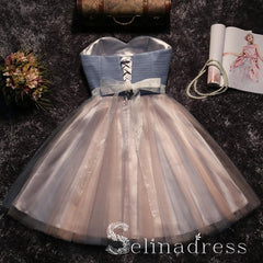 Chic Sweetheart Homecoming Dress Ruffles Bowknot Cheap Short Prom Dress HML011|Selinadress