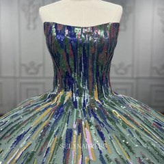 Colorful Glitter Sleeveless Sparkly Prom Dress Evening Sweet 16 Ball Gown Dresses LS9831 Selinadress