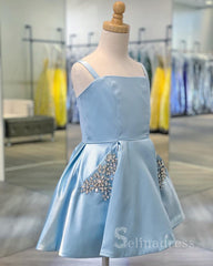 Cute Little Girl Cocktail Dress Flower Girl Dresses with Pocket GRS025