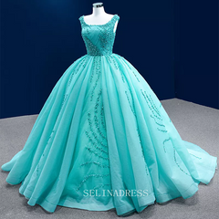 Elegant Blue Sleeveless Long Prom Gown Bridal Party Dresses Sequins Evening Dress For Women 222188|Selinadress